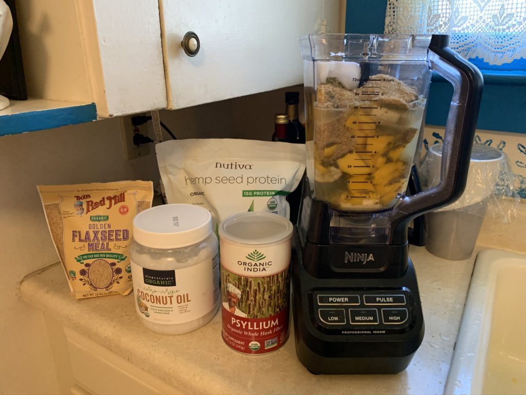The array of ingredients used in my daily hemp protein smoothie