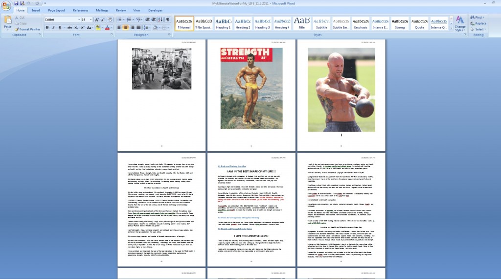 Creating Fitness Goals and Vision in MS Word