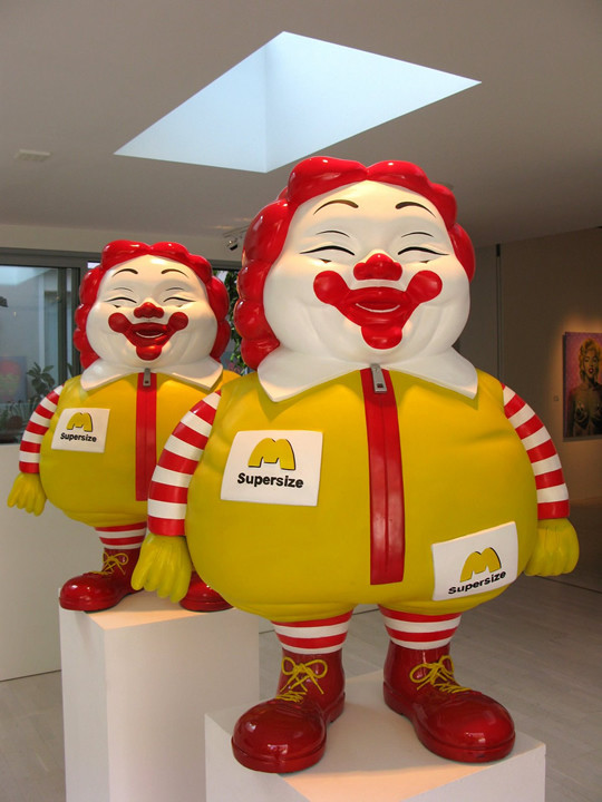 Obese Ronald McDonald sculpture by Ron English