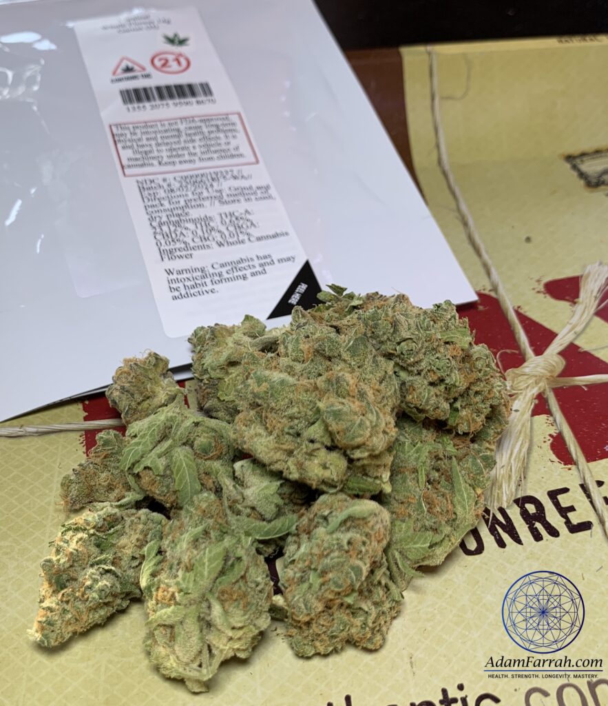 A pile of hybrid medical marijuana from Curaleaf on a tray.